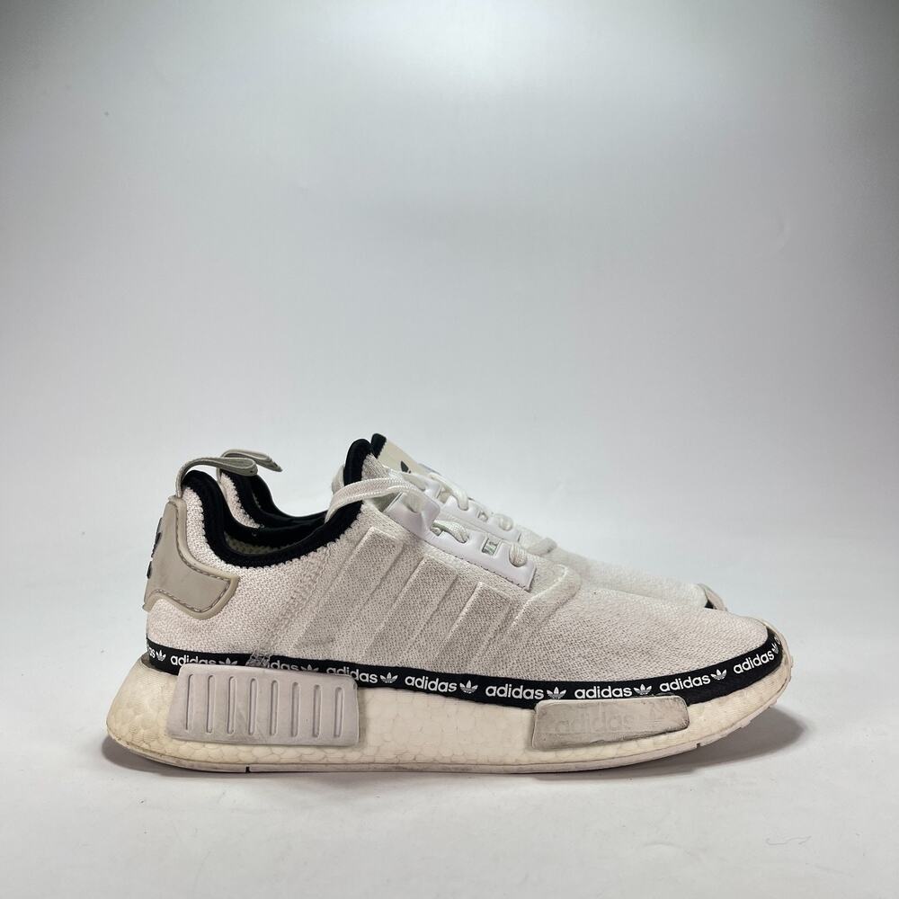 adidas NMD_R1 White Tape Logo Casual Streetwear Sneakers FV7306 Women's Size 10